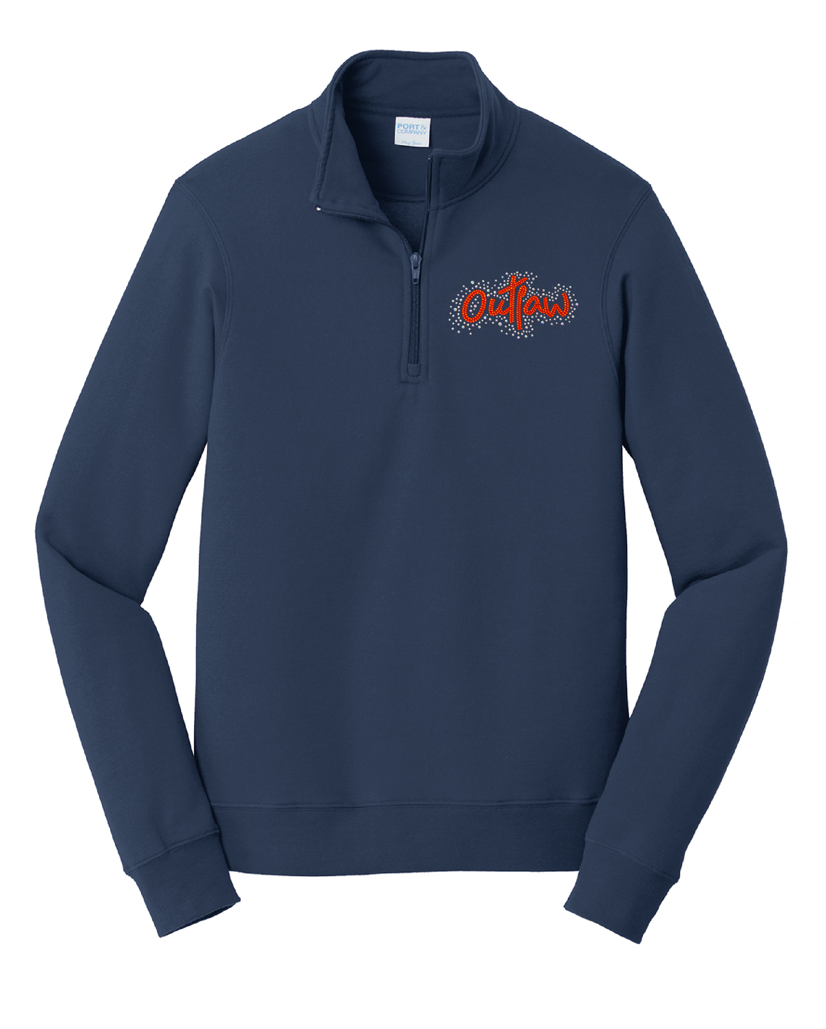 Rhinestone Outlaw Unisex 1/4 Zip Fleece Pullover (Custom back text available)